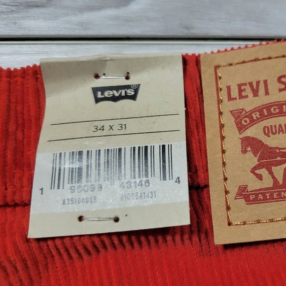 Levis 94’ Baggy Mid Rise Sz 24 - 34 Straight Leg Corduroy Dad Jeans Blood Orange - Picture 12 of 12